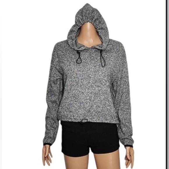 PINK Victoria's Secret Sweaters - Victoria's Secret PINK‎ Gray Hooded Crop Sweatshirt, Size S Small